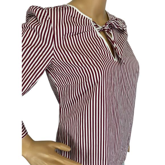 J. Crew Thomas Mason Bow-Neck Cotton Top Red Stripe AR837 Size XXS - Picture 11 of 14